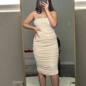 Prettylittlething ruched midi dress